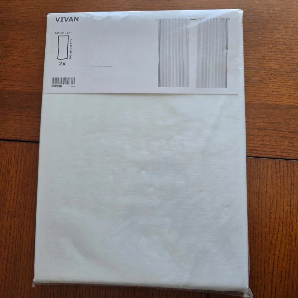 IKEA Vivan Curtains Pair White LONG 57x118 Rod Pocket Hidden Tab 202.975.71